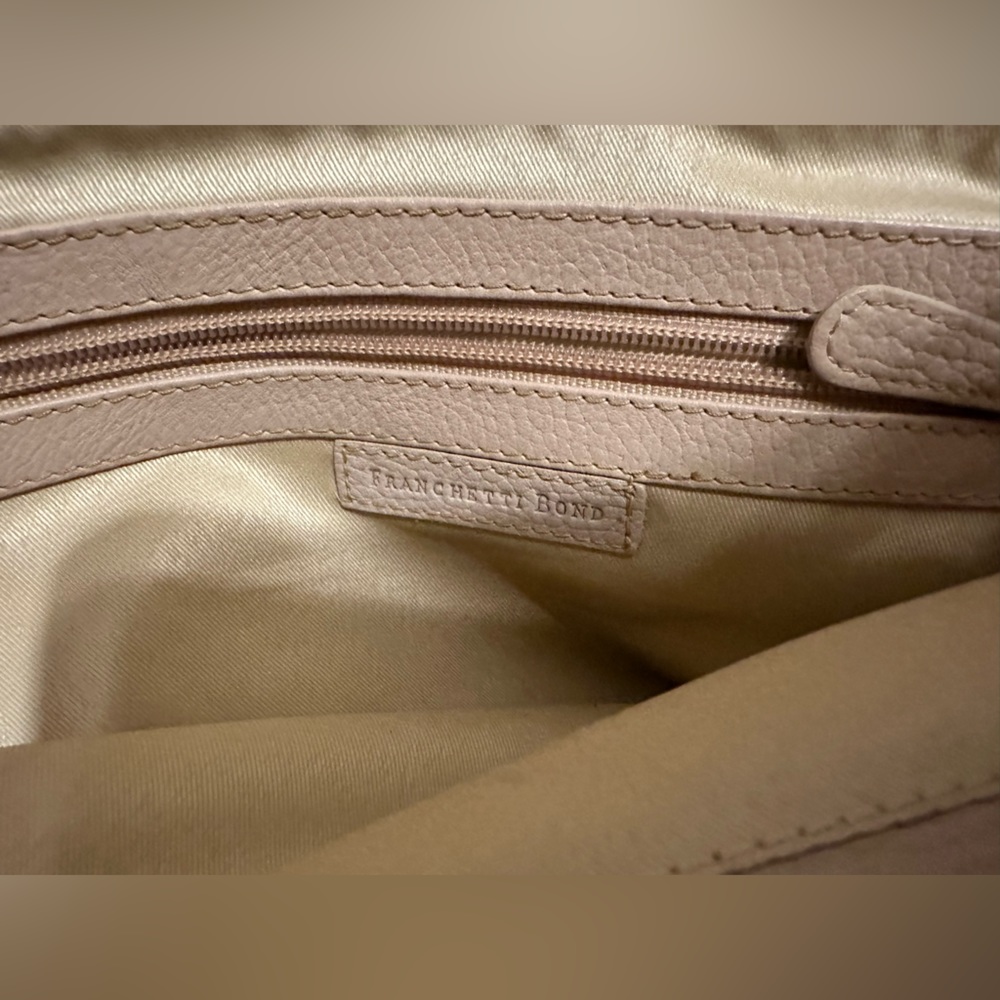Like brand new Franchetti Bond nude leather purse with brown detailing